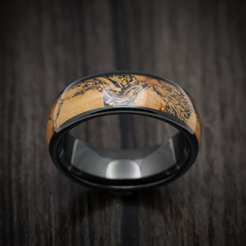 Waitakere XII - Black Tungsten Men's Wedding Ring with Cork Wood Inlay Band - view 2 - Nura Lab
