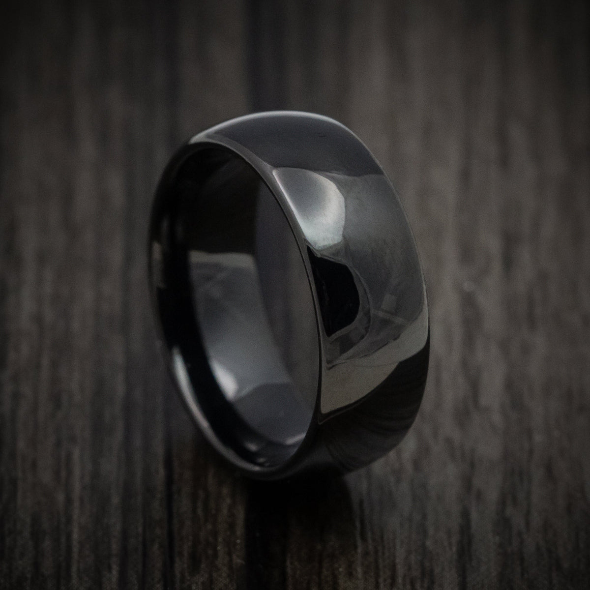 Oak XVI - Black Tungsten Men's Wedding Ring with Polish Finish Band - Nura Lab