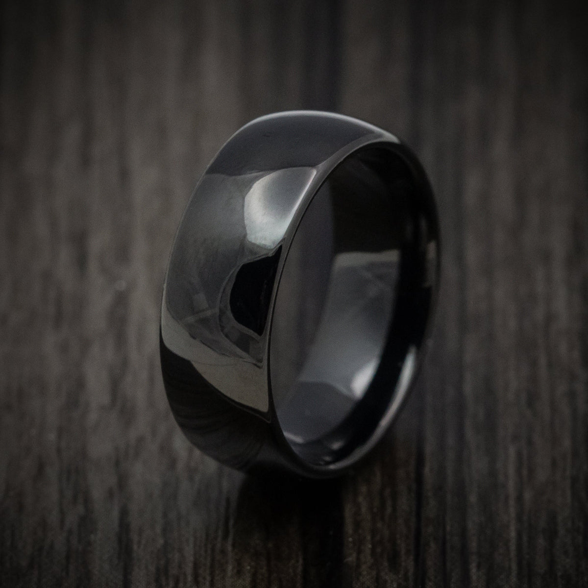 Oak XVI - Black Tungsten Men's Wedding Ring with Polish Finish Band - view 4 - Nura Lab