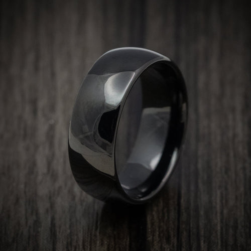 Oak XVI - Black Tungsten Men's Wedding Ring with Polish Finish Band - view 4 - Nura Lab