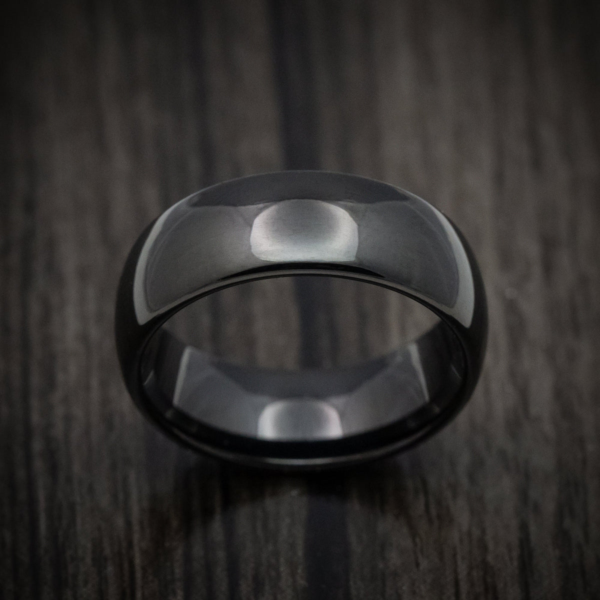 Oak XVI - Black Tungsten Men's Wedding Ring with Polish Finish Band - view 2 - Nura Lab