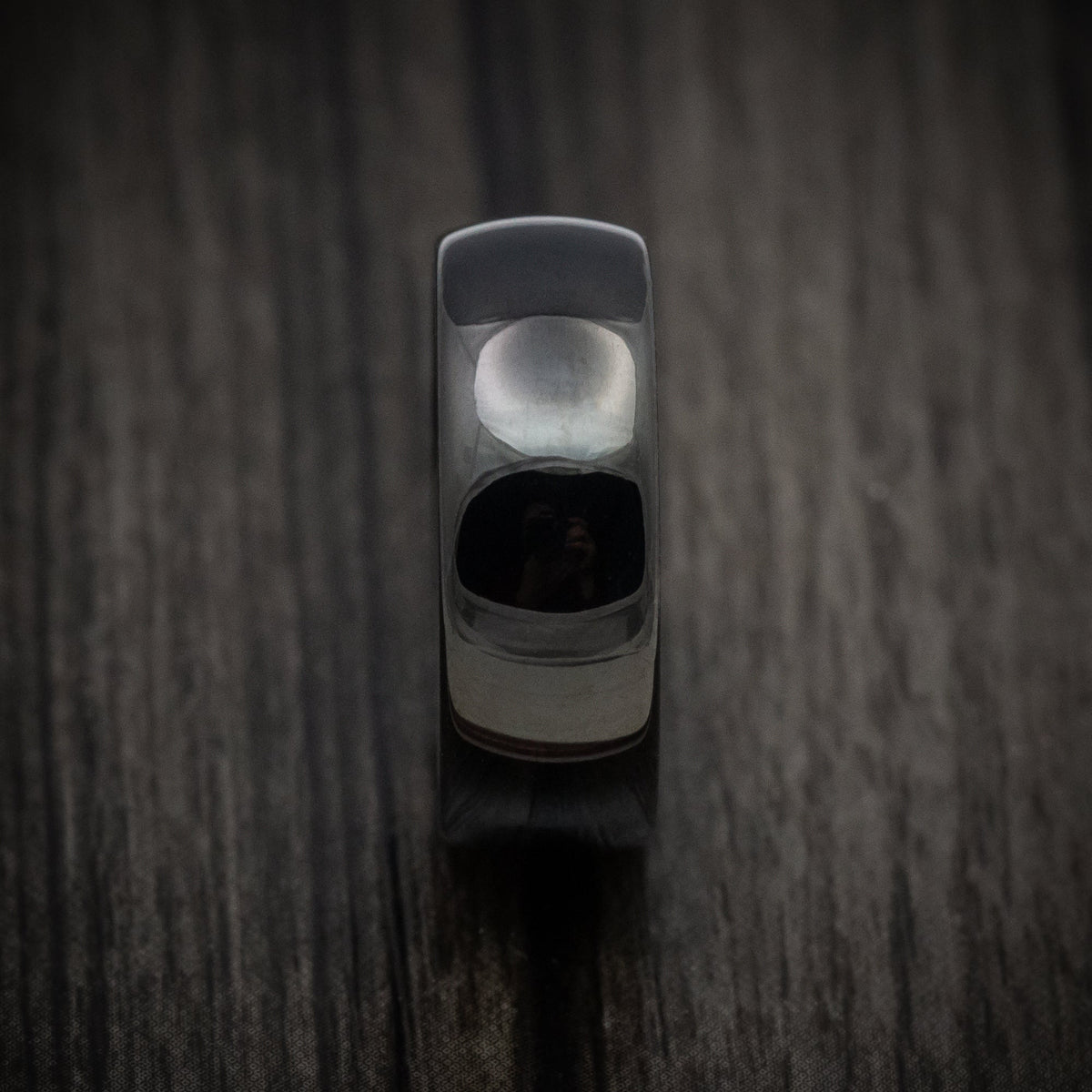 Oak XVI - Black Tungsten Men's Wedding Ring with Polish Finish Band - view 3 - Nura Lab