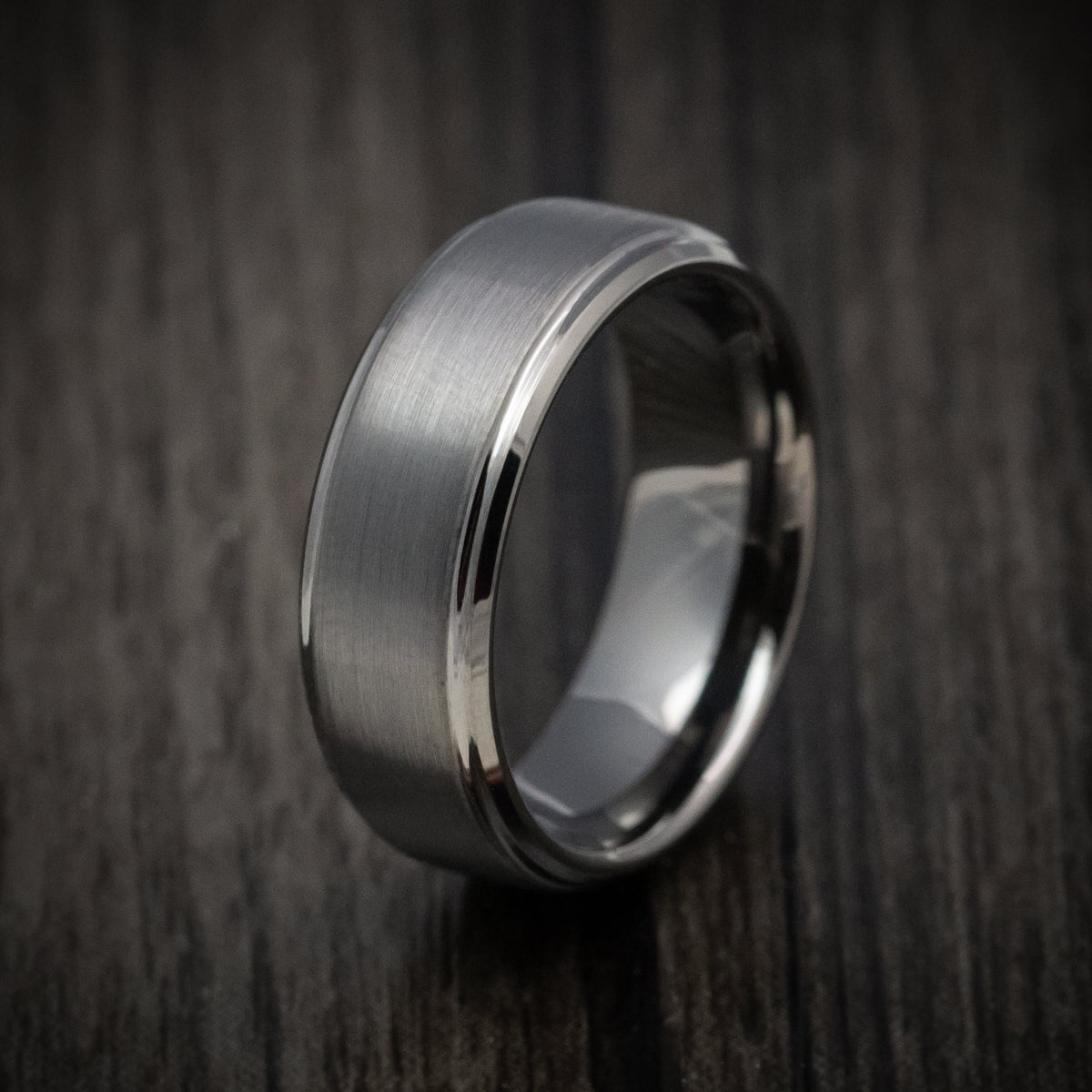 Knight XV - Gunmetal Tungsten Men's Wedding Ring with Satin Finish Band - view 4 - Nura Lab