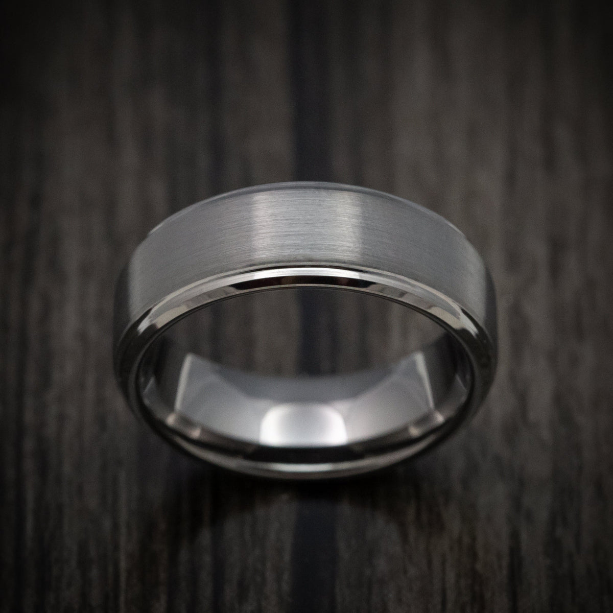 Knight XV - Gunmetal Tungsten Men's Wedding Ring with Satin Finish Band - view 2 - Nura Lab