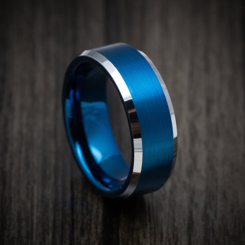 Valorant XV - Tungsten Men's Wedding Ring with Anodized Blue Accents Band - Nura Lab