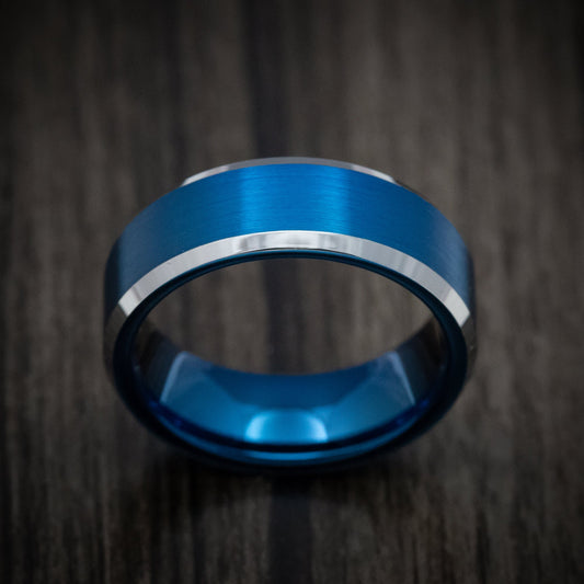 Valorant XV - Tungsten Men's Wedding Ring with Anodized Blue Accents Band - view 2 - Nura Lab