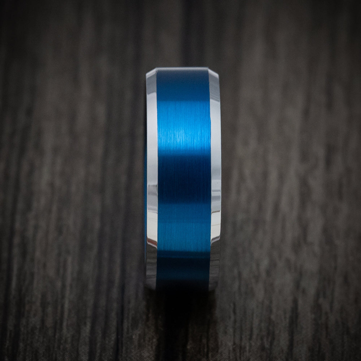 Valorant XV - Tungsten Men's Wedding Ring with Anodized Blue Accents Band - view 3 - Nura Lab