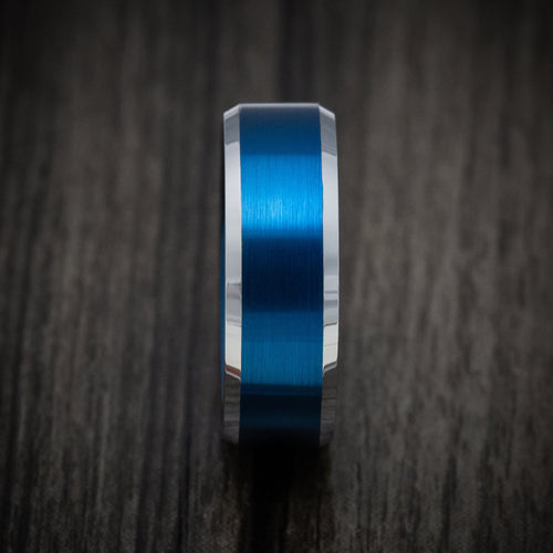 Valorant XV - Tungsten Men's Wedding Ring with Anodized Blue Accents Band - view 3 - Nura Lab
