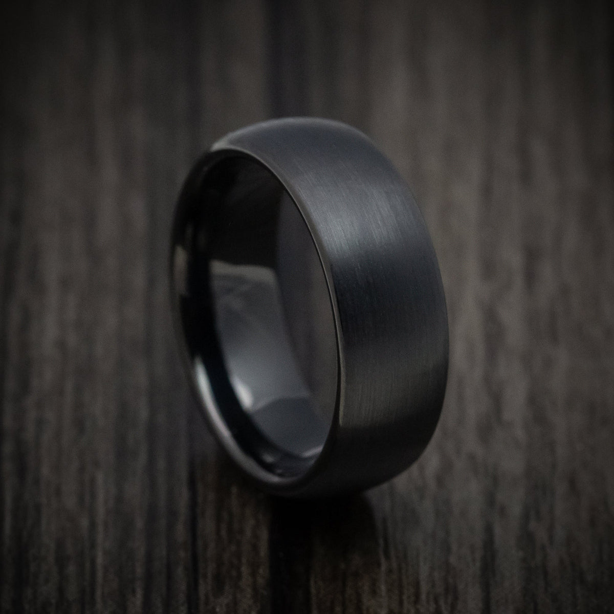 Ash XV - Black Tungsten Men's Wedding Ring with Satin Finish Band - Nura Lab