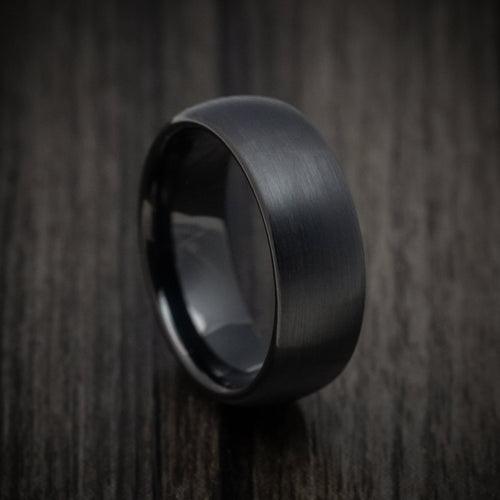 Ash XV - Black Tungsten Men's Wedding Ring with Satin Finish Band - Nura Lab