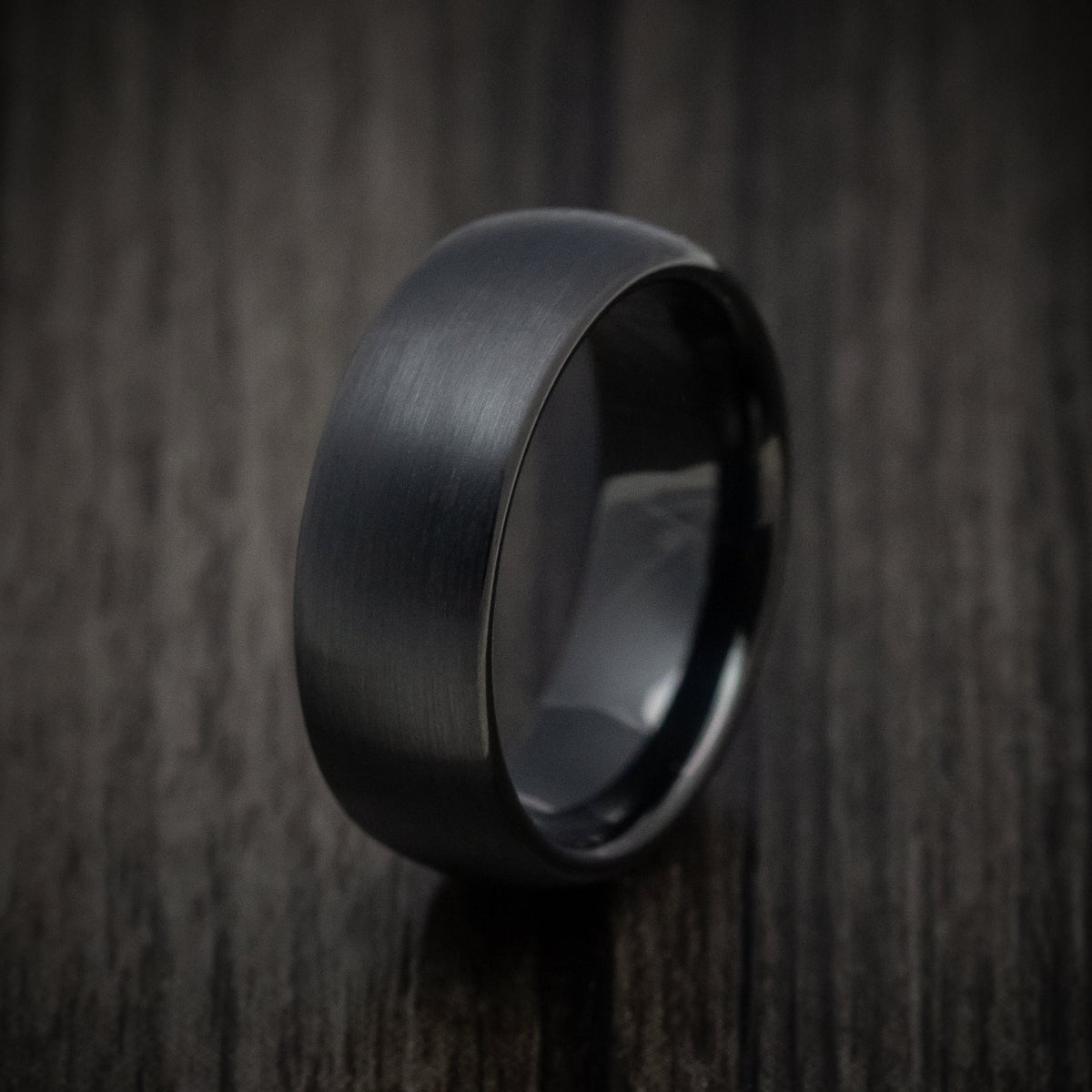 Ash XV - Black Tungsten Men's Wedding Ring with Satin Finish Band - view 4 - Nura Lab