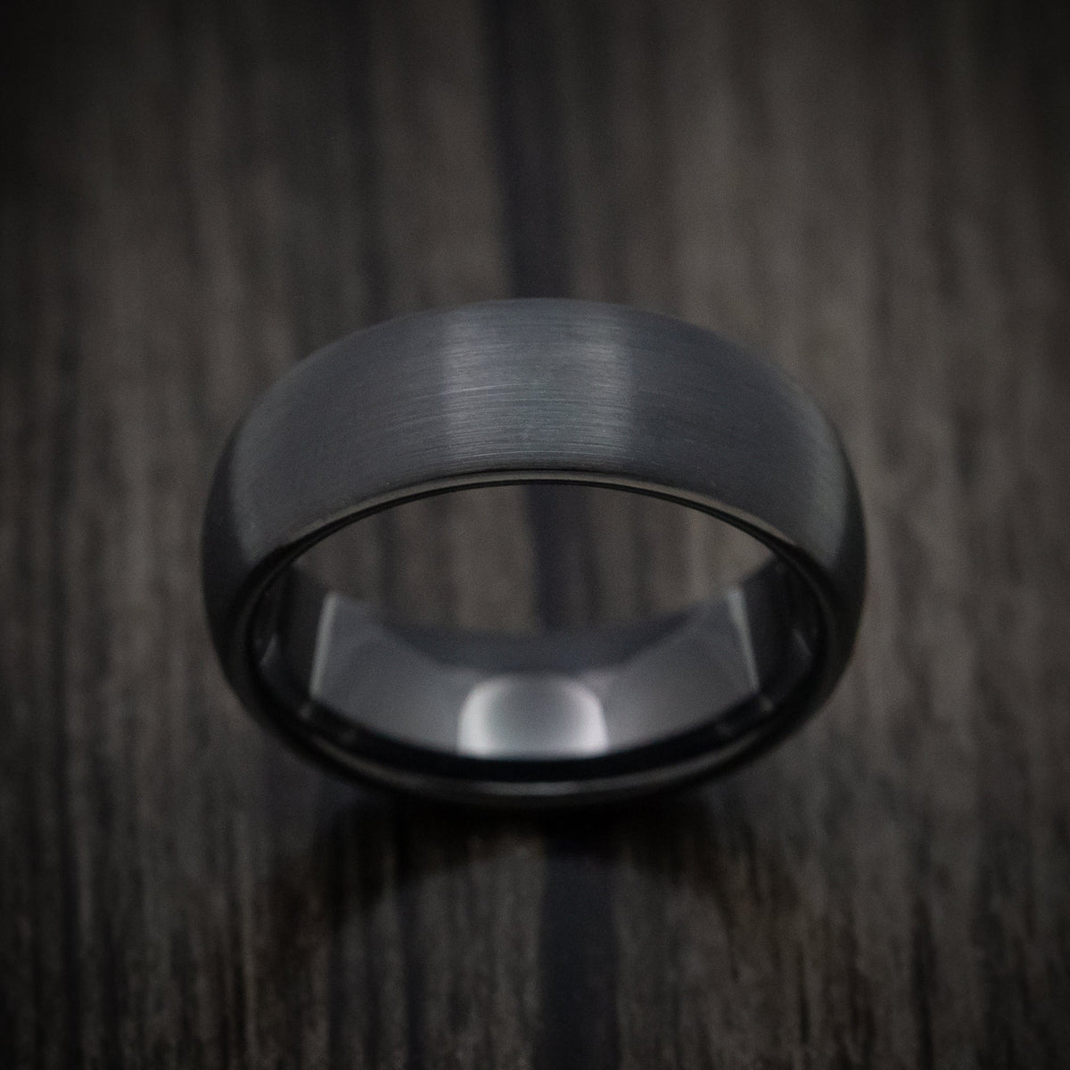 Ash XV - Black Tungsten Men's Wedding Ring with Satin Finish Band - view 2 - Nura Lab