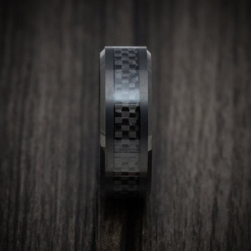 Augustus XIV - Black Tungsten Men's Wedding Ring with Black Carbon Fiber Inlay Band - view 3 - Nura Lab