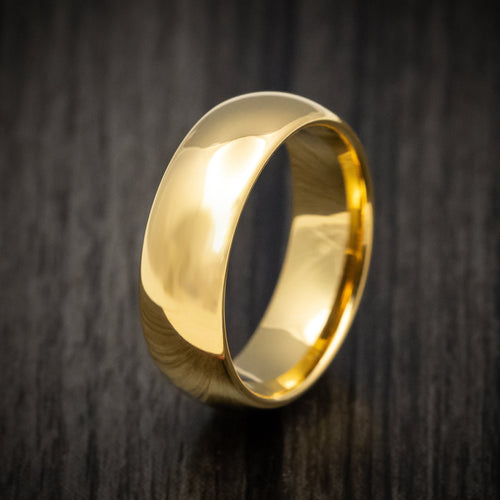 Timber XVI - Golden Tungsten Men's Wedding Ring with Polish Finish Band - view 4 - Nura Lab