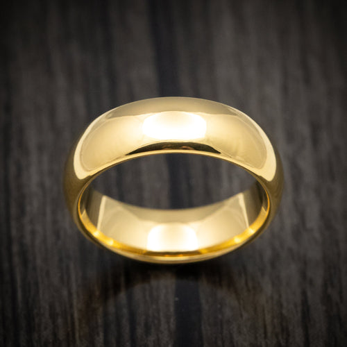 Timber XVI - Golden Tungsten Men's Wedding Ring with Polish Finish Band - view 2 - Nura Lab