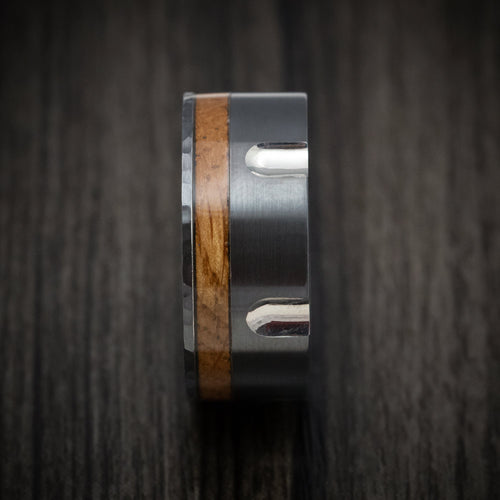 Canyon XIII - Black Zirconium and Wood Revolver Men's Wedding Ring - view 3 - Nura Lab