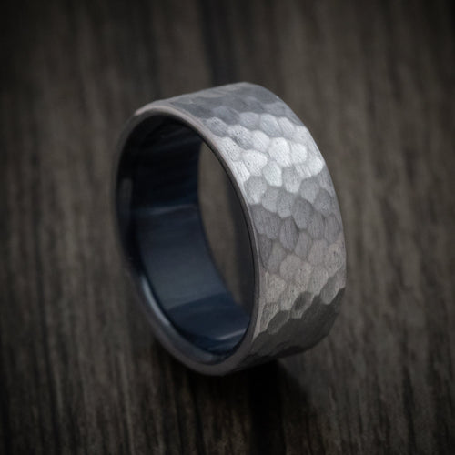 Glacier XIII - Hammered Tantalum Men's Wedding Ring with Wood Sleeve - Nura Lab