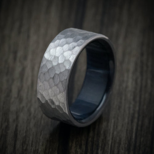 Glacier XIII - Hammered Tantalum Men's Wedding Ring with Wood Sleeve - view 4 - Nura Lab
