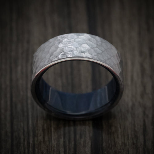 Glacier XIII - Hammered Tantalum Men's Wedding Ring with Wood Sleeve - view 2 - Nura Lab