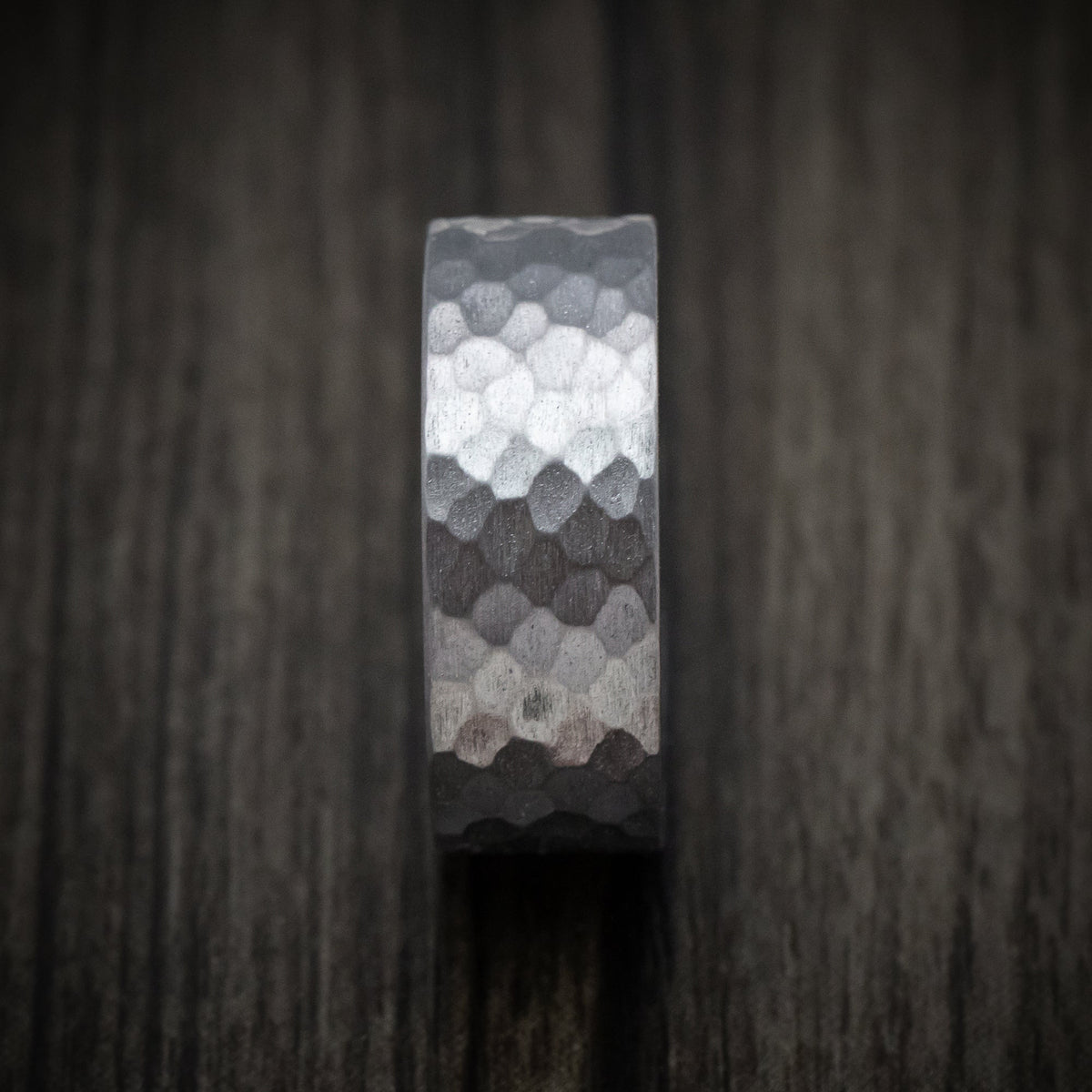Glacier XIII - Hammered Tantalum Men's Wedding Ring with Wood Sleeve - view 3 - Nura Lab