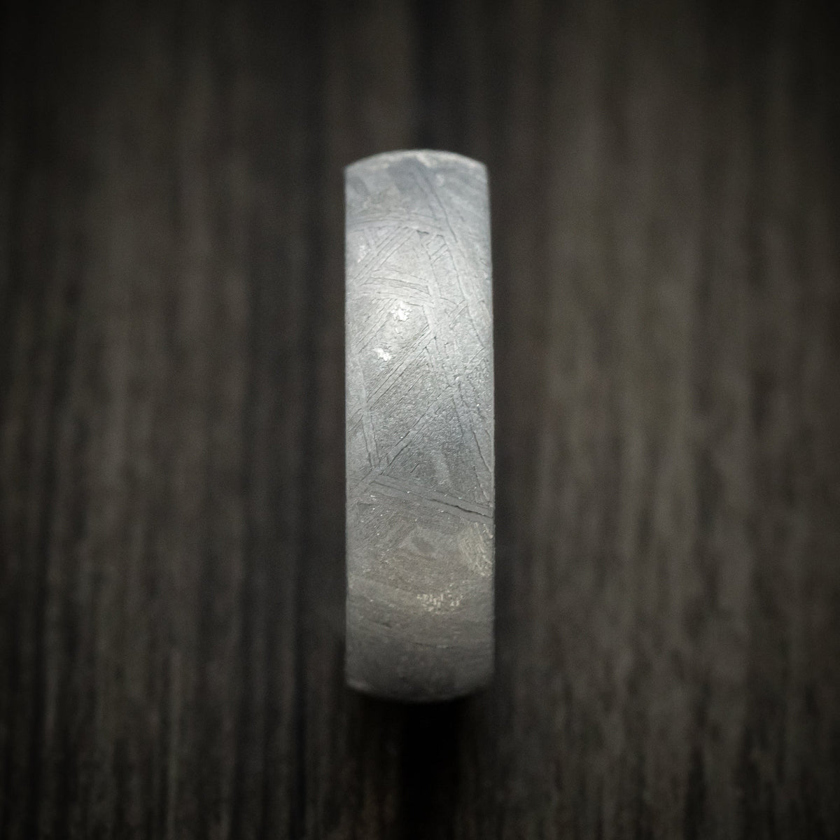Pioneer XVII - Gibeon Meteorite Men's Wedding Ring with Black Mother of Pearl Shell Sleeve - view 4 - Nura Lab