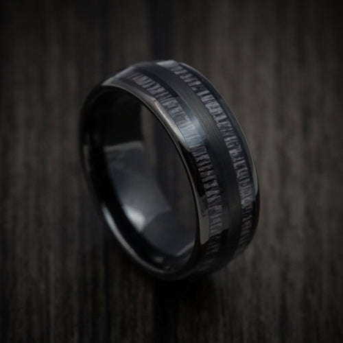 Slate XIII - Black Tungsten Men's Wedding Ring with Charcoal Wood Inlays - Nura Lab