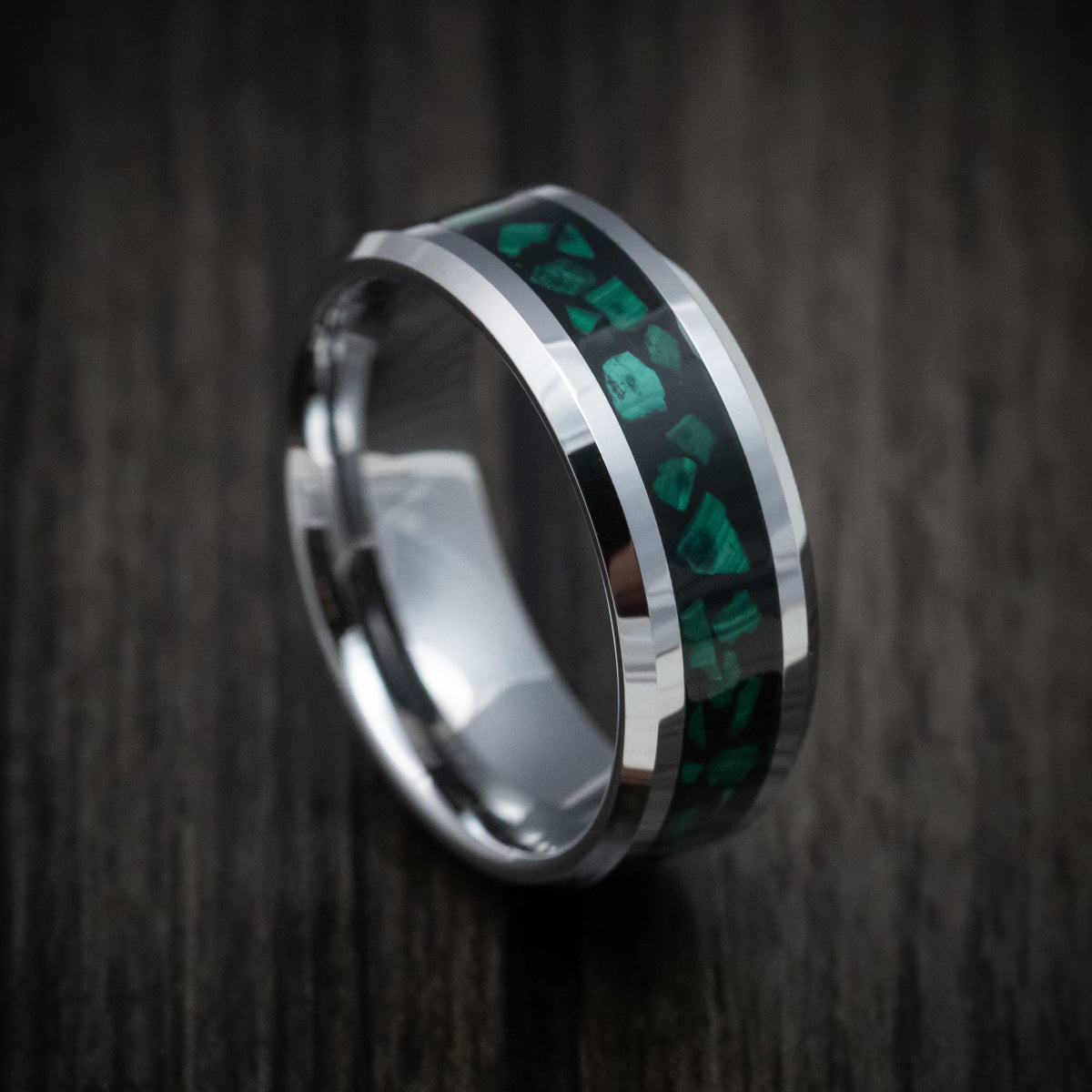 Kingsguard XVI - Tungsten Men's Wedding Ring with Malachite Inlay - Nura Lab