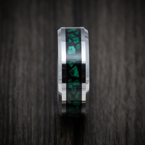 Kingsguard XVI - Tungsten Men's Wedding Ring with Malachite Inlay - view 3 - Nura Lab
