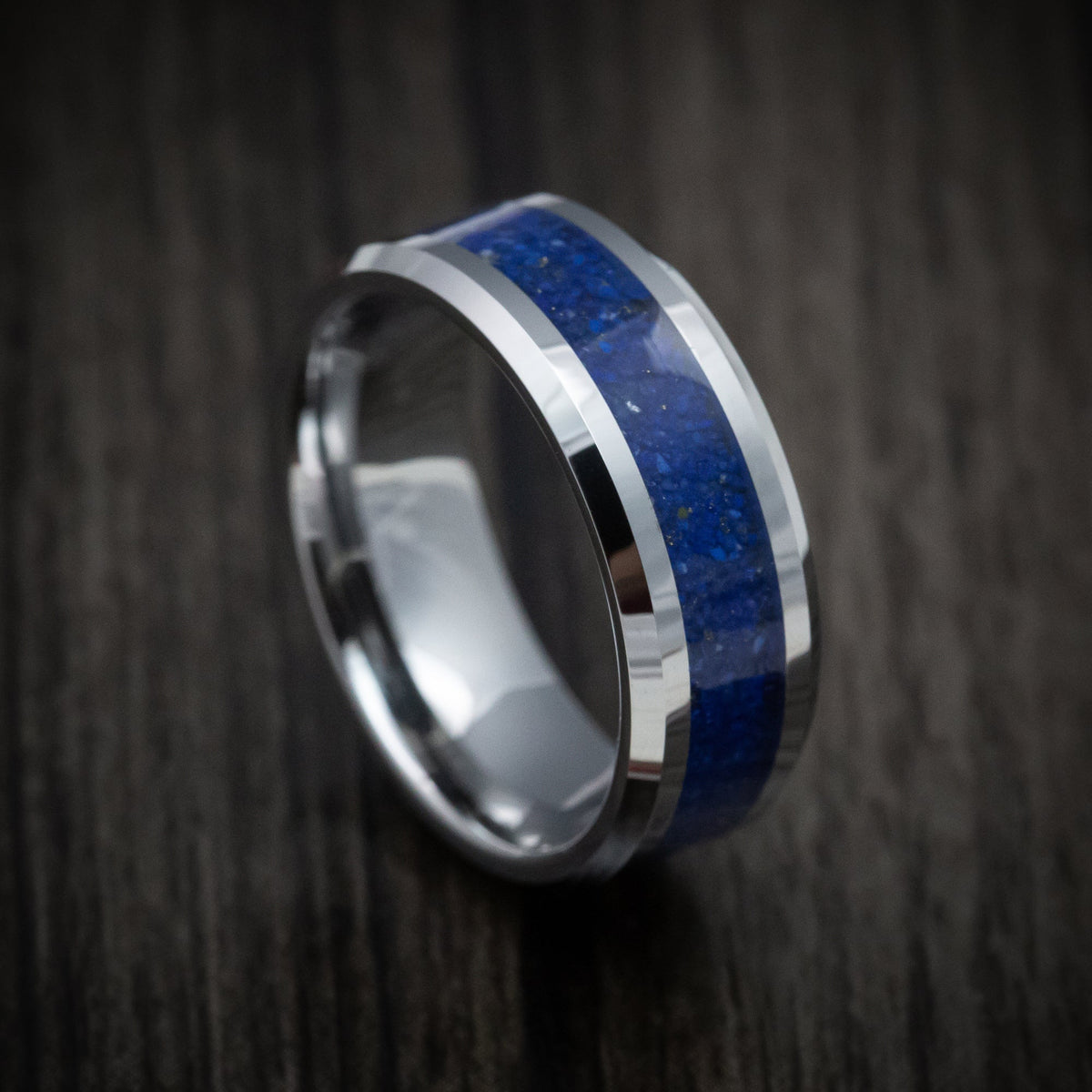 Duke XVI - Tungsten Men's Wedding Ring with Lapis Inlay - Nura Lab