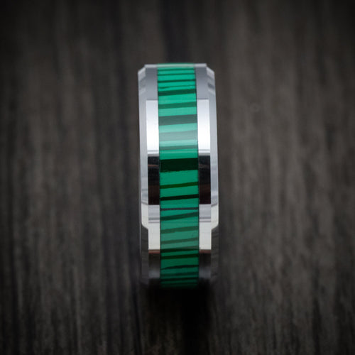 Ash XVI - Tungsten Men's Wedding Ring with Green Bamboo Inlay - view 3 - Nura Lab