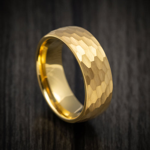 Equinox XV - Golden Tungsten Men's Wedding Ring with Hammer Finish Band - Nura Lab