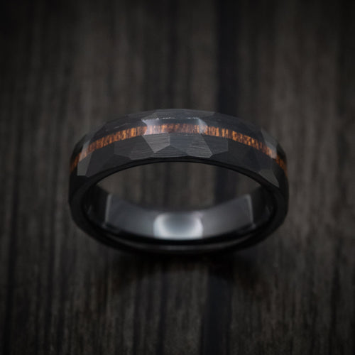 Voyager XII - Black Tungsten Men's Wedding Ring with Koa Wood Inlay Band - view 2 - Nura Lab