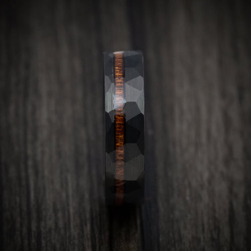 Voyager XII - Black Tungsten Men's Wedding Ring with Koa Wood Inlay Band - view 3 - Nura Lab