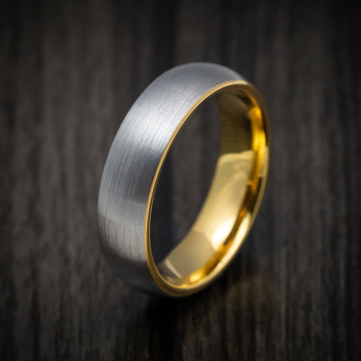 Kauri XV - Tungsten Men's Wedding Ring with Golden Tungsten Sleeve Band - view 4 - Nura Lab