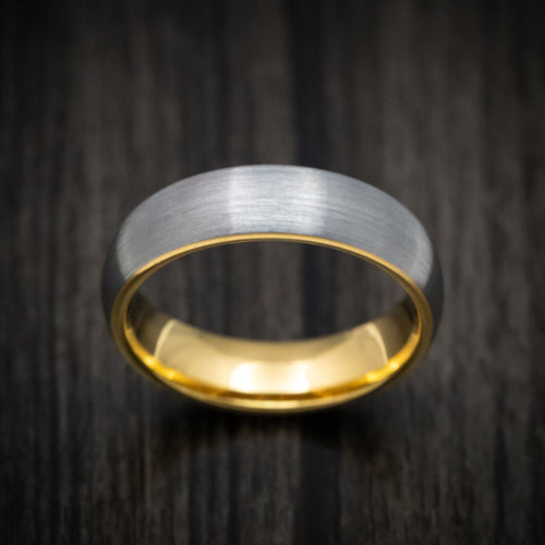 Kauri XV - Tungsten Men's Wedding Ring with Golden Tungsten Sleeve Band - view 2 - Nura Lab
