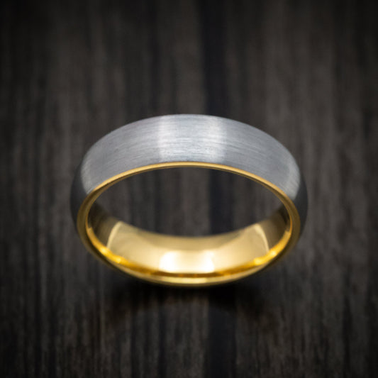 Kauri XV - Tungsten Men's Wedding Ring with Golden Tungsten Sleeve Band - view 2 - Nura Lab