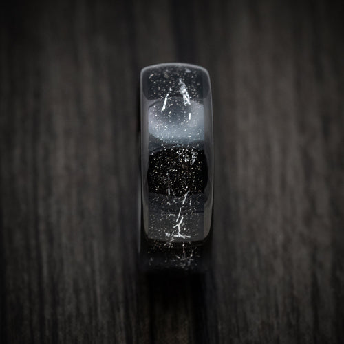 Aoraki XV - Black Tungsten Men's Wedding Ring with Silver Galaxy Inlay Band - view 3 - Nura Lab