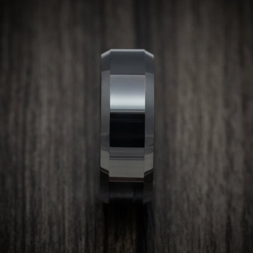 Canyon XVI - Black Tungsten Beveled Men's Wedding Ring - view 3 - Nura Lab