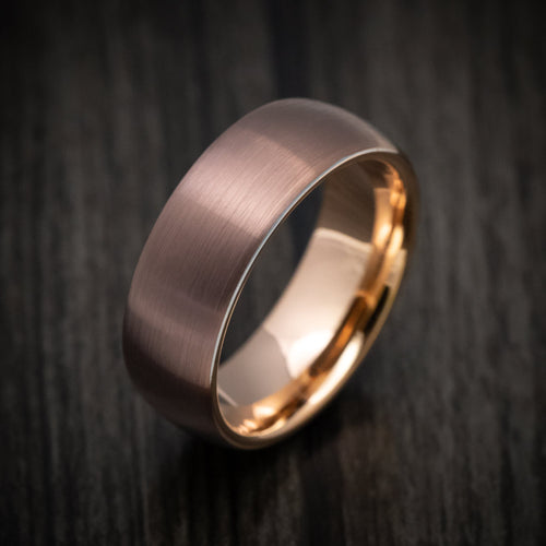 Voyager XV - Chocolate Tungsten Men's Wedding Ring with Golden Tungsten Sleeve - view 4 - Nura Lab