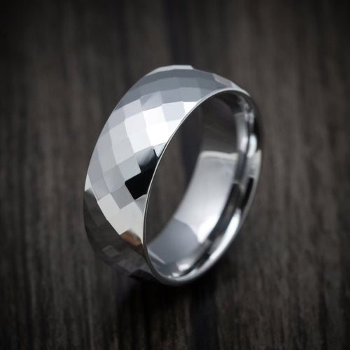 King Edward XVI - Tungsten Men's Wedding Ring with Faceted Design - view 4 - Nura Lab