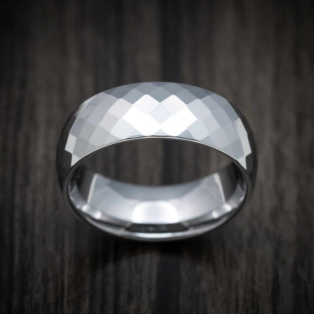 King Edward XVI - Tungsten Men's Wedding Ring with Faceted Design - view 2 - Nura Lab
