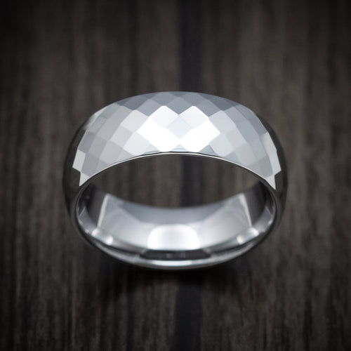 King Edward XVI - Tungsten Men's Wedding Ring with Faceted Design - view 2 - Nura Lab