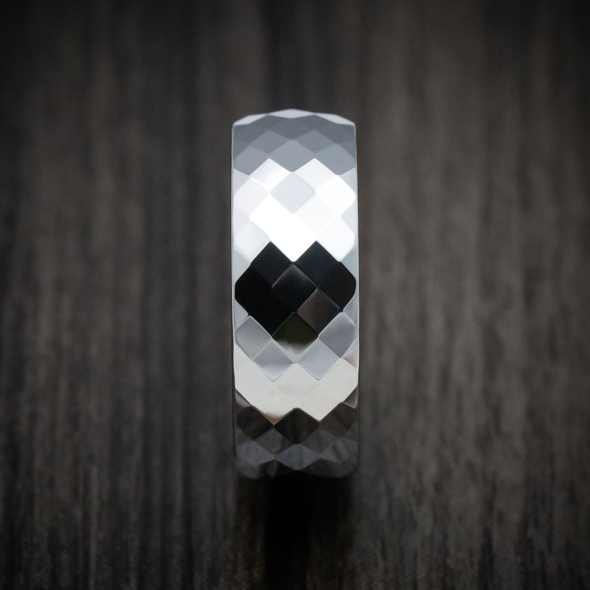 King Edward XVI - Tungsten Men's Wedding Ring with Faceted Design - view 3 - Nura Lab