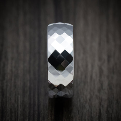 King Edward XVI - Tungsten Men's Wedding Ring with Faceted Design - view 3 - Nura Lab