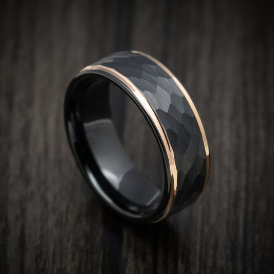 Maverick XV - Black Tungsten Men's Wedding Ring with Golden Edges - Nura Lab