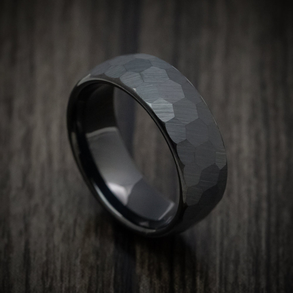 Sovereign XVI - Black Tungsten Men's Wedding Ring with Rock Hammer Finish - Nura Lab
