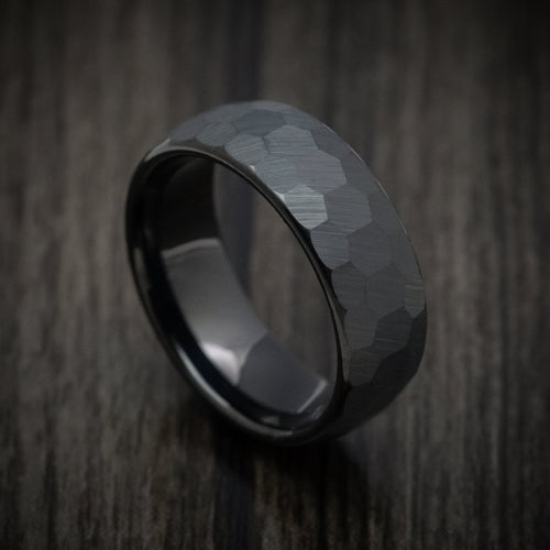 Sovereign XVI - Black Tungsten Men's Wedding Ring with Rock Hammer Finish - Nura Lab