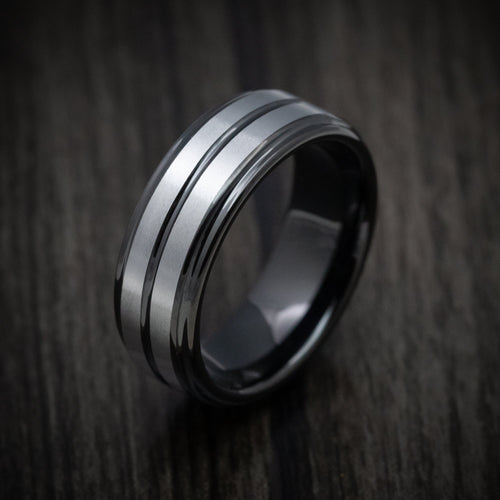 Endeavour XVI - Tungsten and Black Tungsten Men's Wedding Ring - view 3 - Nura Lab