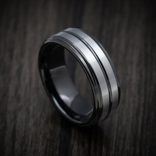 Endeavour XVI - Tungsten and Black Tungsten Men's Wedding Ring - Nura Lab