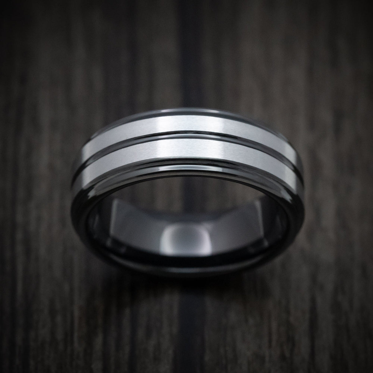 Endeavour XVI - Tungsten and Black Tungsten Men's Wedding Ring - view 2 - Nura Lab